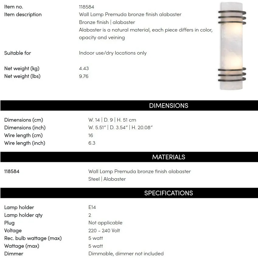 Aplica de perete design LUX Premuda