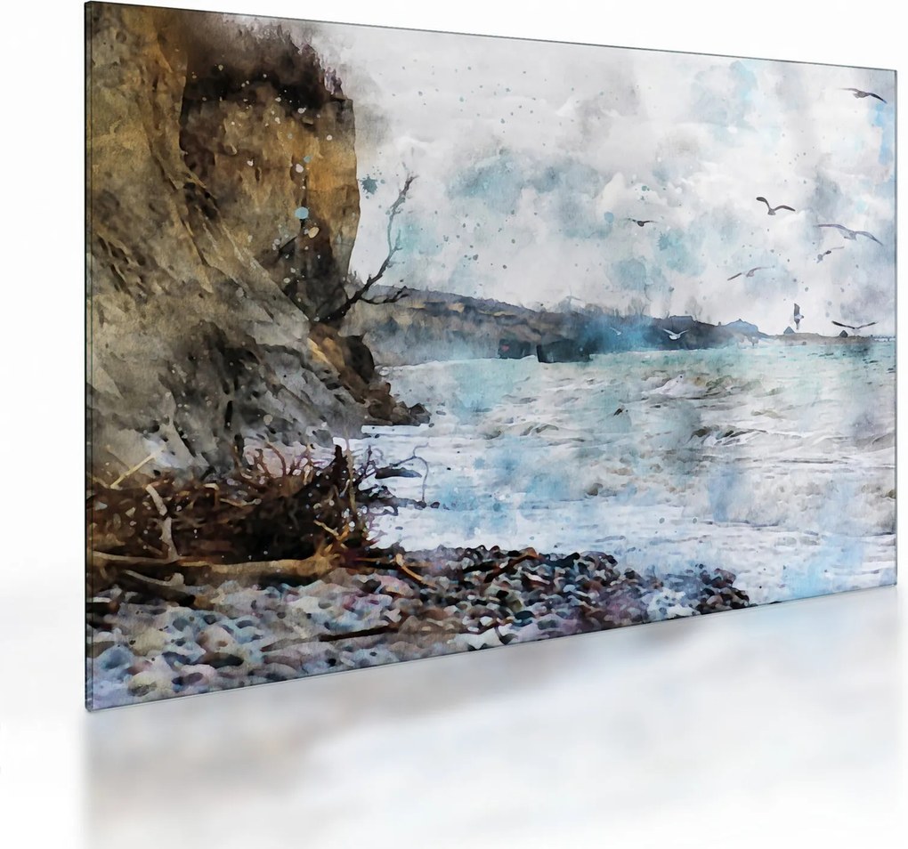 Tablou pe sticlă - Recif, acuarelă (70x50 cm)