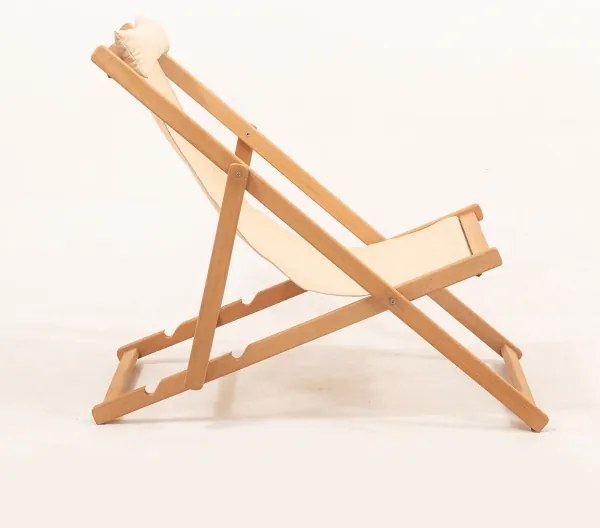 Șezlong de grădină bej/carpen