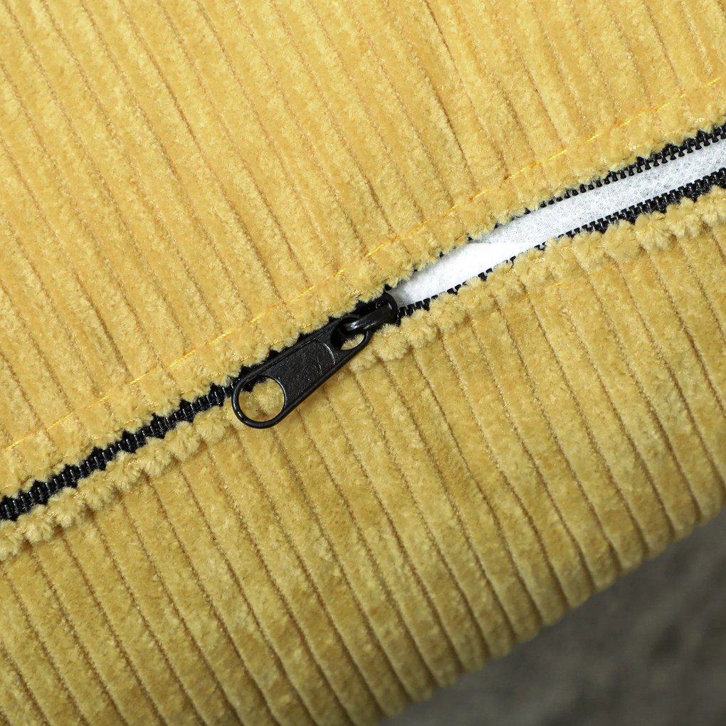 HOMCOM Fotoliu modern cu brațe, scaun accent tapițat cu pernă lombară, picioare din lemn de cauciuc, galben | Aosom Romania