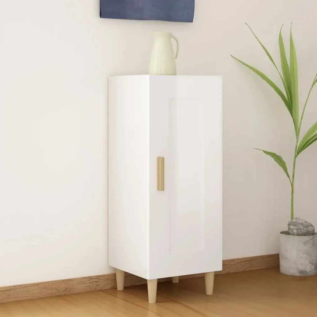 812417 vidaXL Servantă, alb extralucios, 34,5x34x90 cm, lemn compozit