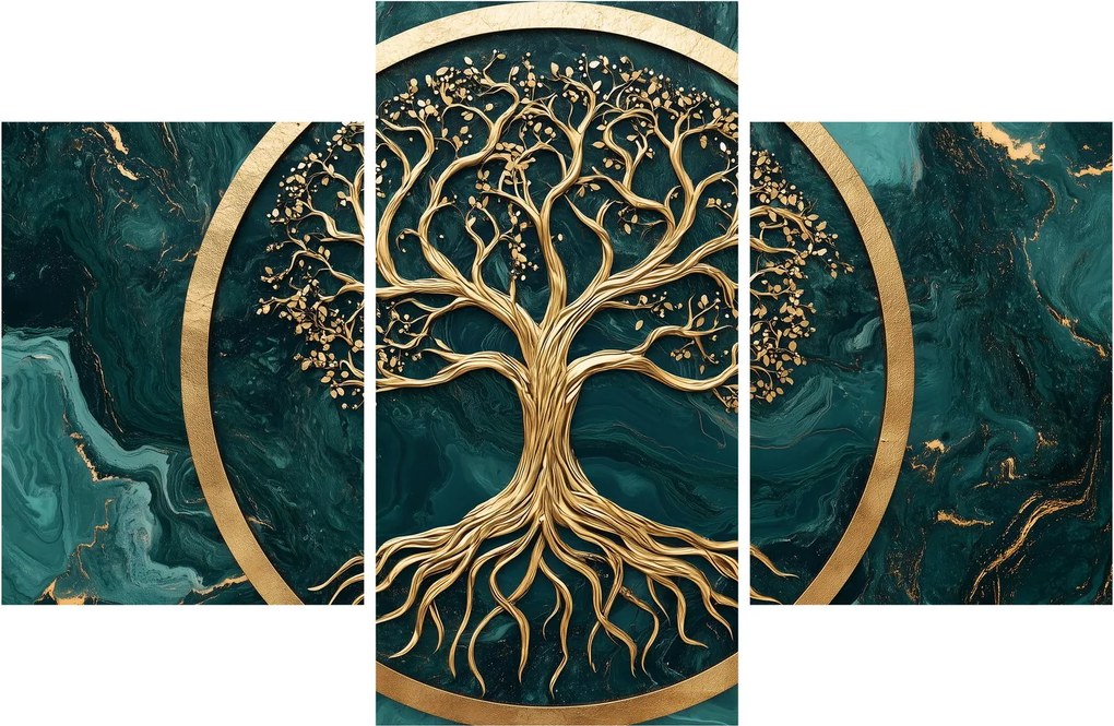 Tablou – Arborele vieții auriu în marmură (90x60 cm)