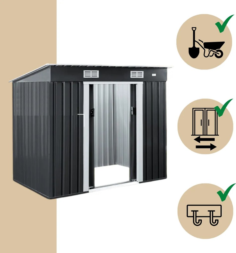 Căsuță de grădină pentru unelte L, 196x122x182 cm, antracit Jurhan