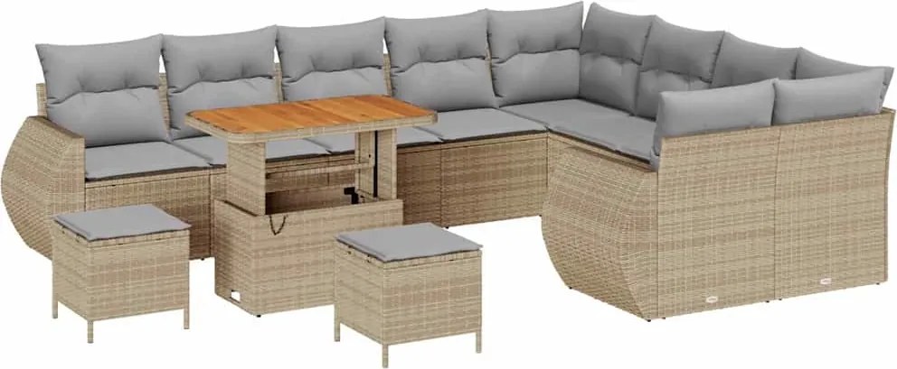 vidaXL Set de canapele pentru grădină 12 pcs Beige și gri deschis