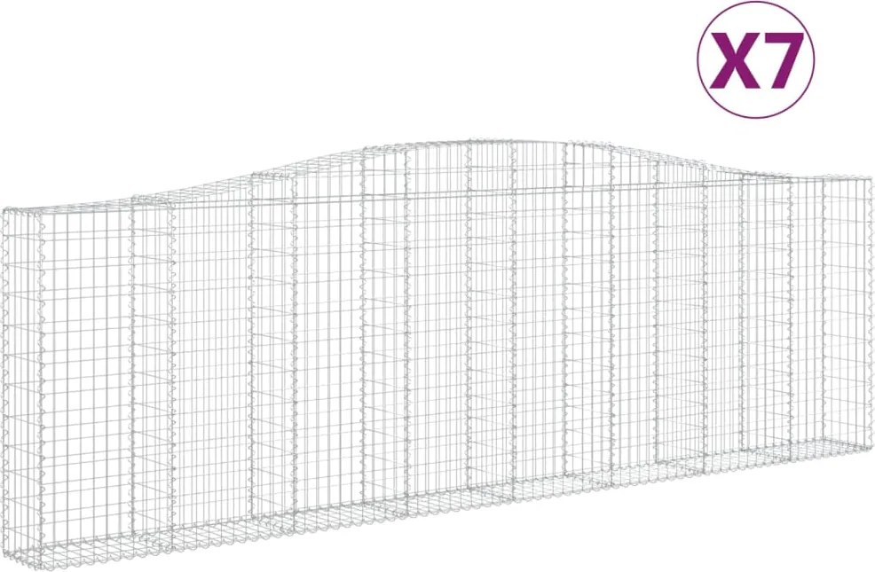 vidaXL Coșuri gabion arcuite 7 buc. 400x30x120/140 cm fier galvanizat