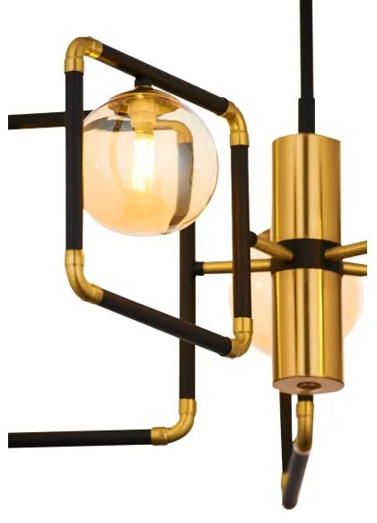 Lustră pe tijă Jupiter 1984 IBRA 5xG9/10W/230V negru/auriu/bej