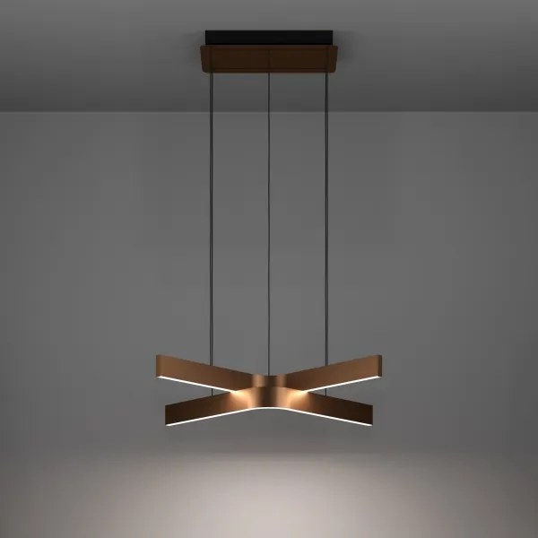 Eglo 901864 - Pendul LED RGBW FOLCINO-Z, dimmabil, 2xLED/18W/230V, cupru/negru