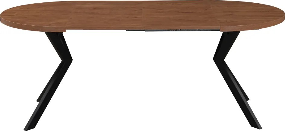 Masă de sufragerie extensibilă, stejar închis/negru, 100-250x75,5 cm, LUKOS