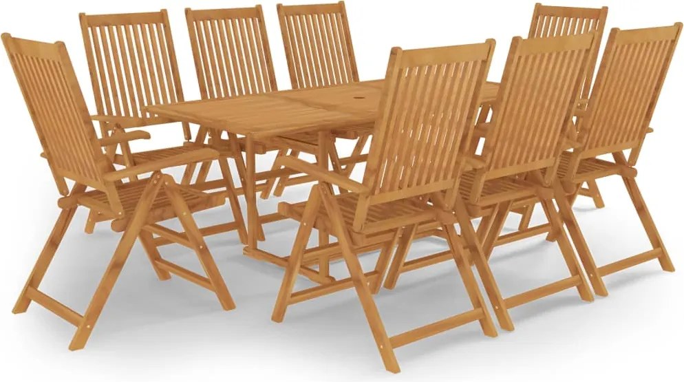 vidaXL Set mobilier de grădină, 9 piese, lemn masiv de tec