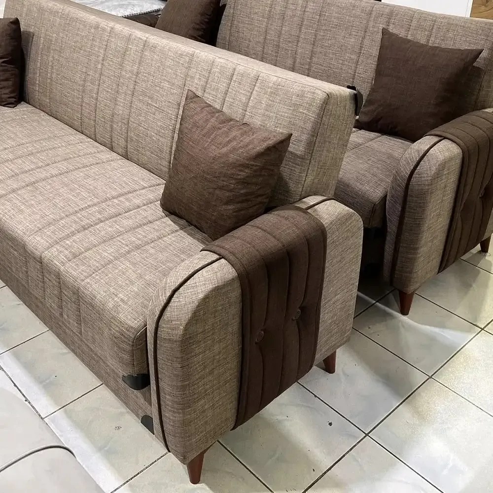 Canapea extensibila cu spatiu de depozitare 220x87x93 cm – stofa maro – Elegance