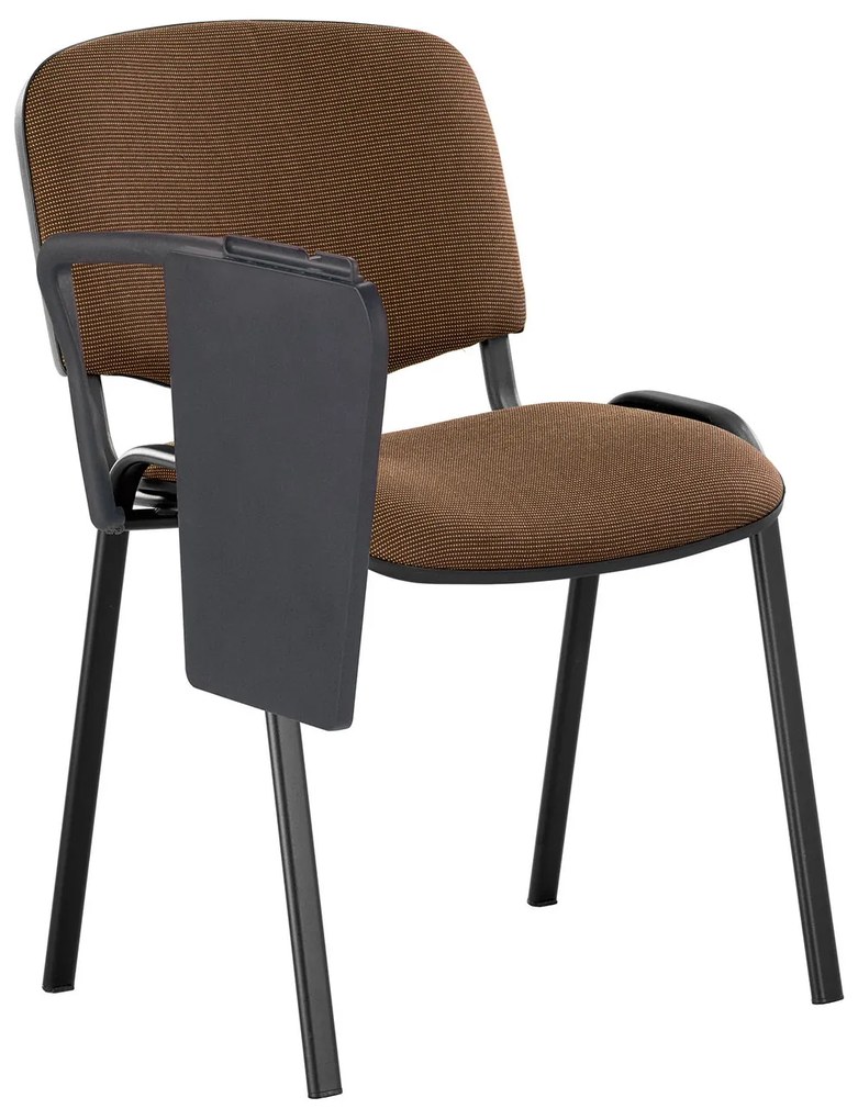 Scaun vizitator ISO BLACK cu masuta rabatabila, maro, stofa cagliari