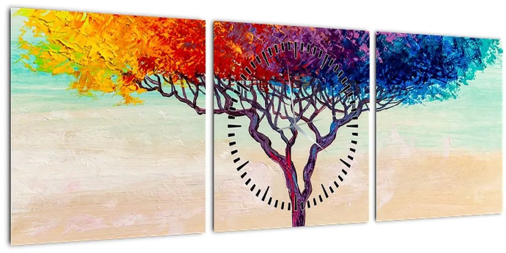 Tablou cu pom pictat (cu ceas) (90x30 cm)