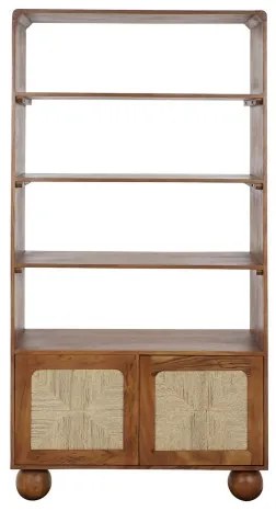 Etajera, maro, din lemn de acacia si rattan, Oasis