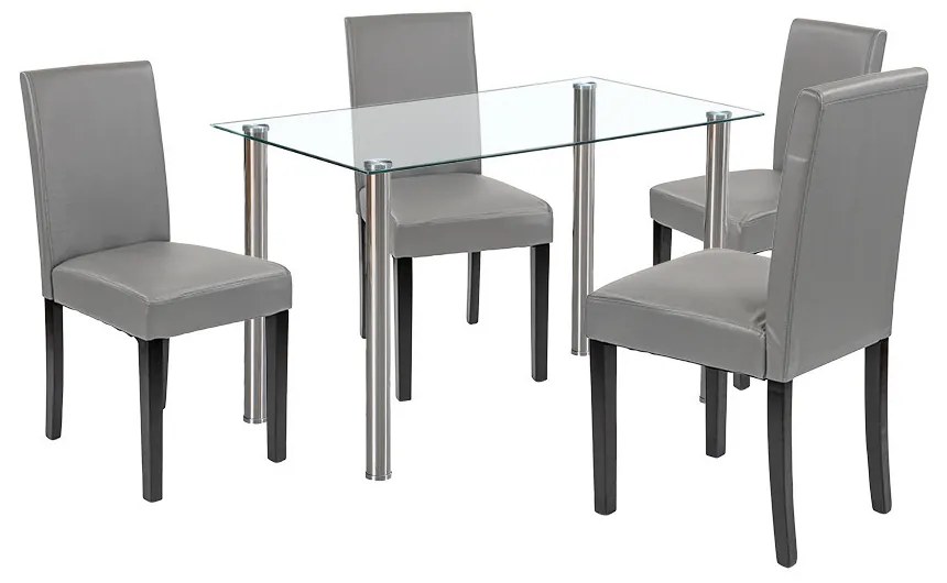 Set de masă Karin 4+1 alb-gri