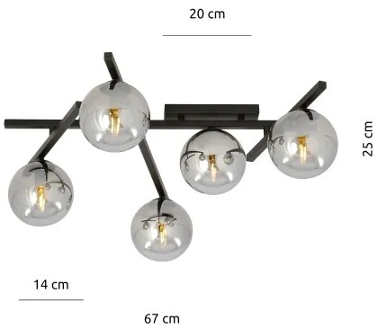 Plafonieră SMART 5xE14/10W/230V negru/gri