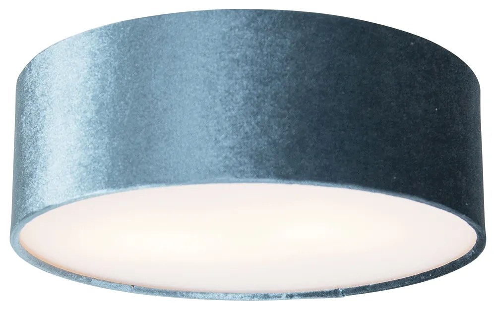 Plafoniera moderna albastra 30 cm cu interior auriu - Drum