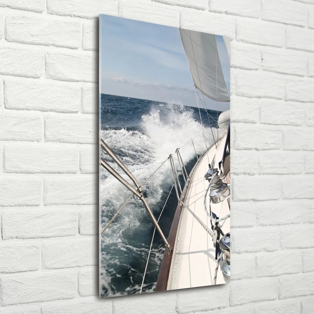Fotografie imprimată pe sticlă Yacht pe mare