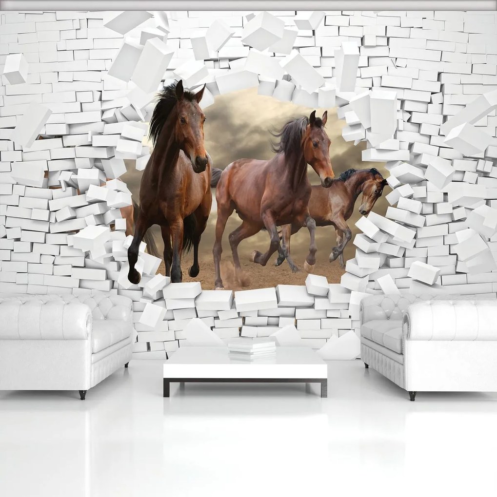 Fototapet - 3D cai în perete (254x184 cm)