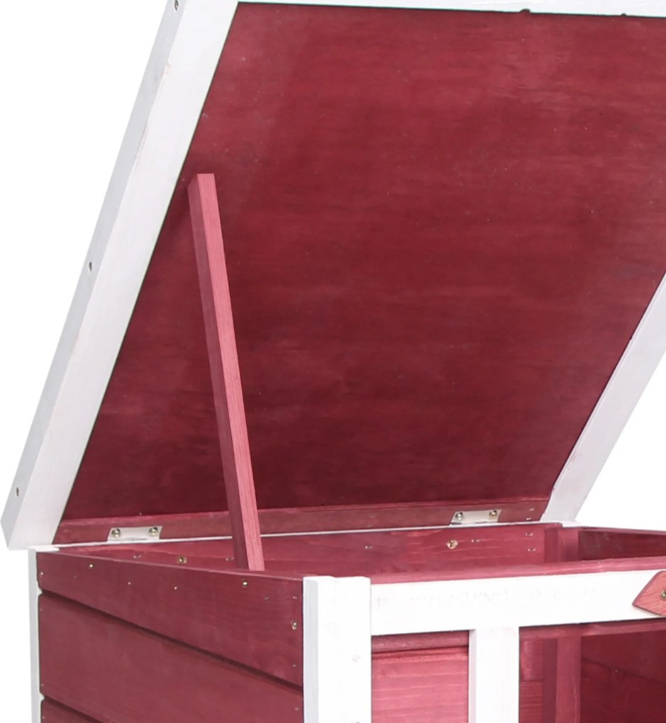 PawHut Colivă Lemn Exterior pentru Rozătoare, Acoperiș și Rampa Reglabilă, 42x51x43cm, Roșu | Aosom Romania