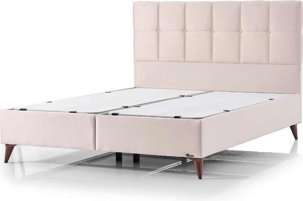 Pat OPTIMUM 160x200, stofa catifelata crem - Setra 105, cu somiera si