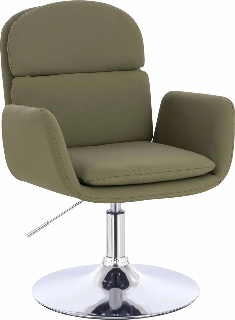 HR480N Scaun Khaki Piele Ecologica Premium Soft cu Bază Cromata