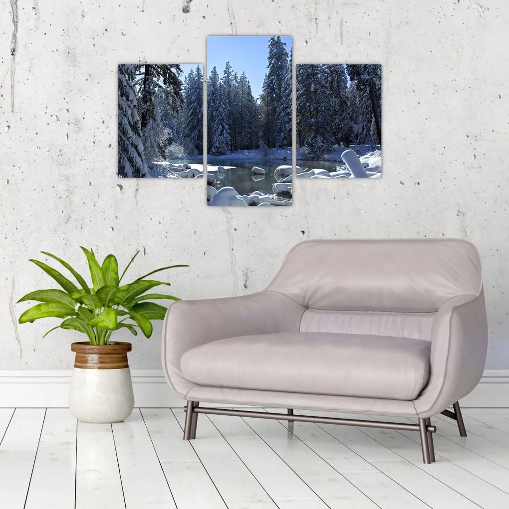 Tablou pădurii înzăpezite (90x60 cm)
