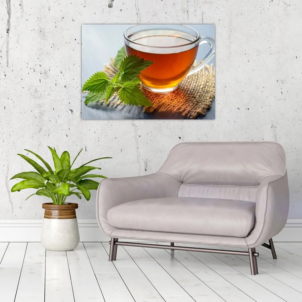 Tablou pe sticlă cu ceașca cu ceai (70x50 cm)