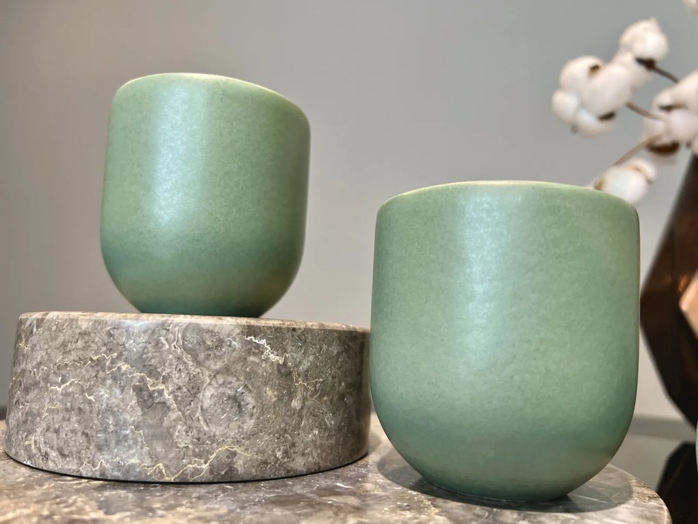 Pahar Cafea Novum (Verde Menta Pudrat-Mat, 150ml) Gresie Glazurata Manual