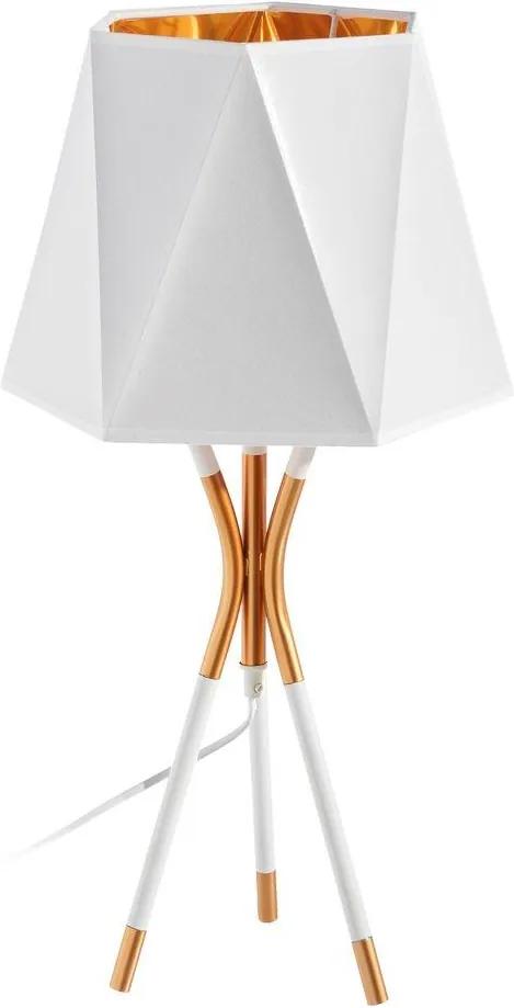 Veioza metalica alba Ø 30cm H 57cm Table Lamp White/Gold | PRIMERA COLLECTION