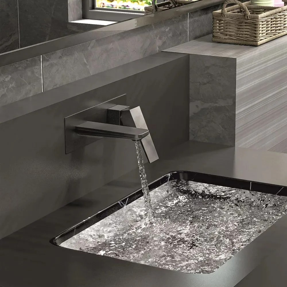 Baterie lavoar incastrata Inter Ceramic Elinor monocomanda gri-mat Gun Gray cu corp ingropat