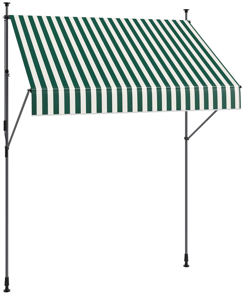 Outsunny Tenda de Soare cu Suporturi Reglabile și Manivelă, Verde și Alb | Aosom Romania