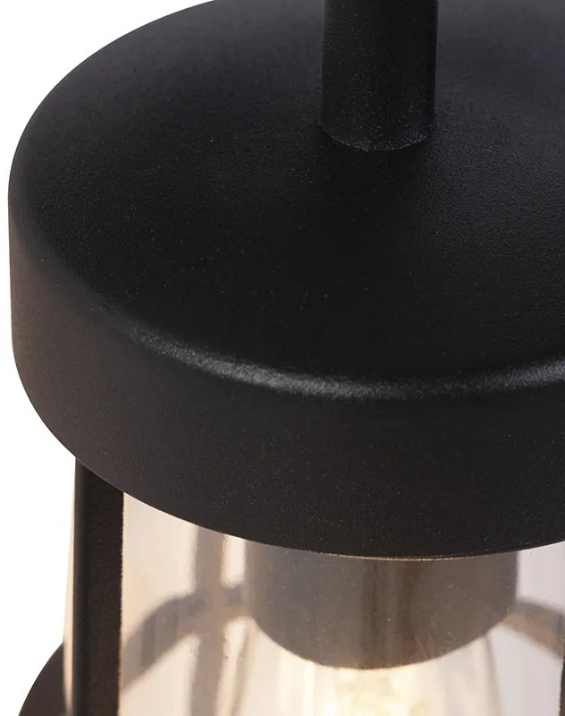 Lampă de perete exterioară rustică neagră cu sticlă - Elza