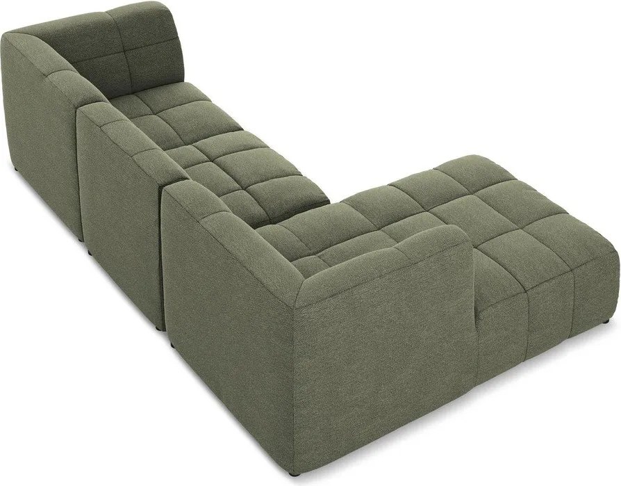 Colțar verde cu tapițerie din țesătură bouclé (cu colț pe partea stângă/cu șezlong) Aloha – Makamii