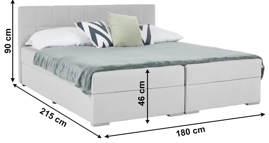 Pat matrimonial Boxspring 180 cm Ferrati (gri maro). 1016099