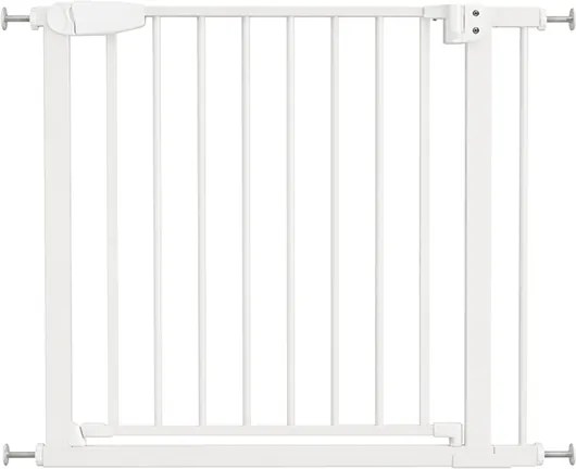 Poarta de siguranta copii Kidizi Rexa alb, reglabila 83–89 cm, montaj prin presiune, inchidere automata, certificata EN 1930