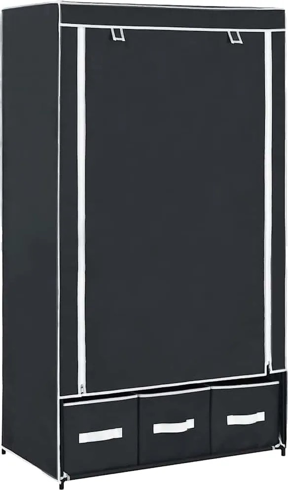 vidaXL Șifonier, negru, 87 x 49 x 159 cm, material textil
