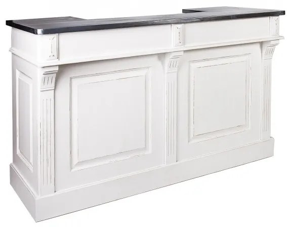 Mobilier bar alb din lemn masiv si metal, 2 sertare, Brooklyn