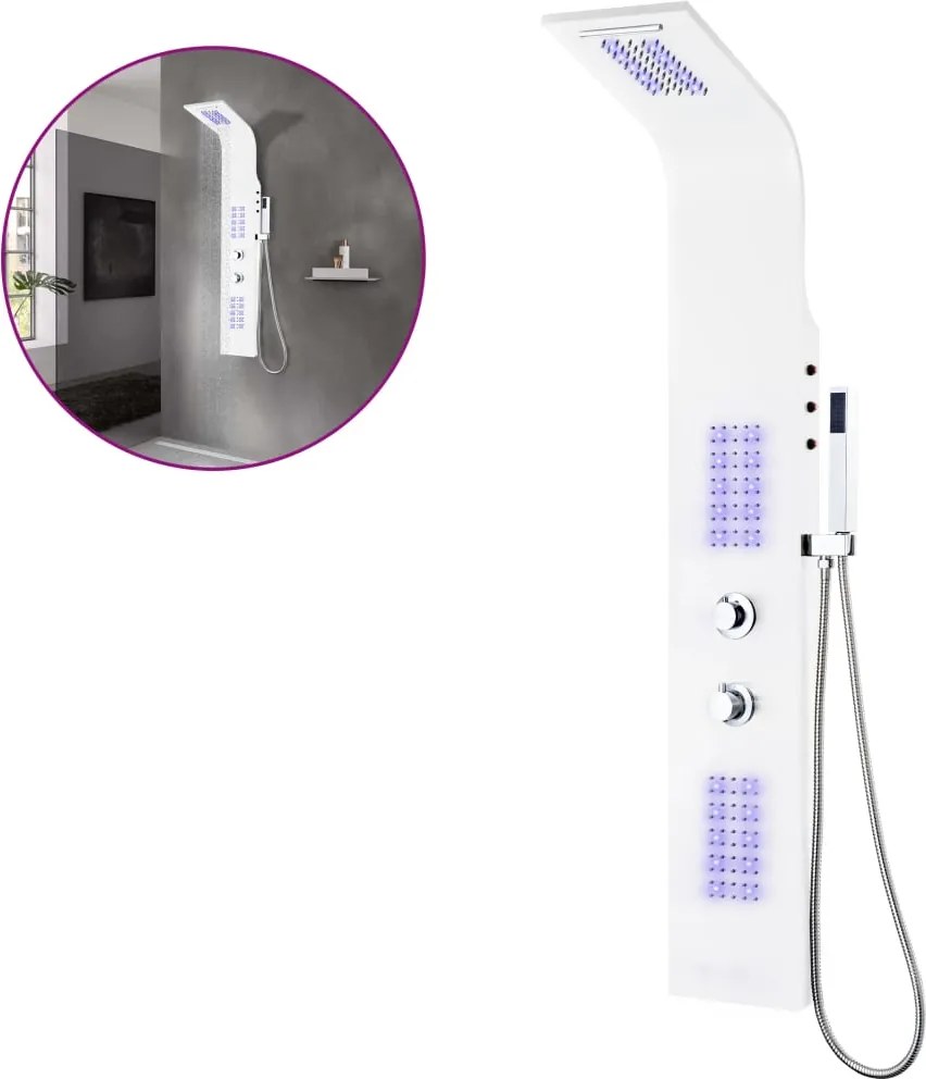 vidaXL Unitate panou de duș, alb, 20x44x130 cm, aluminiu