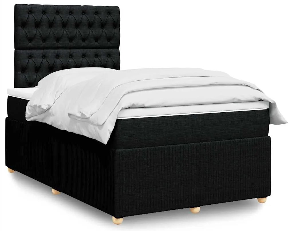 vidaXL Pat box spring cu saltea, negru, 120x190 cm, catifea