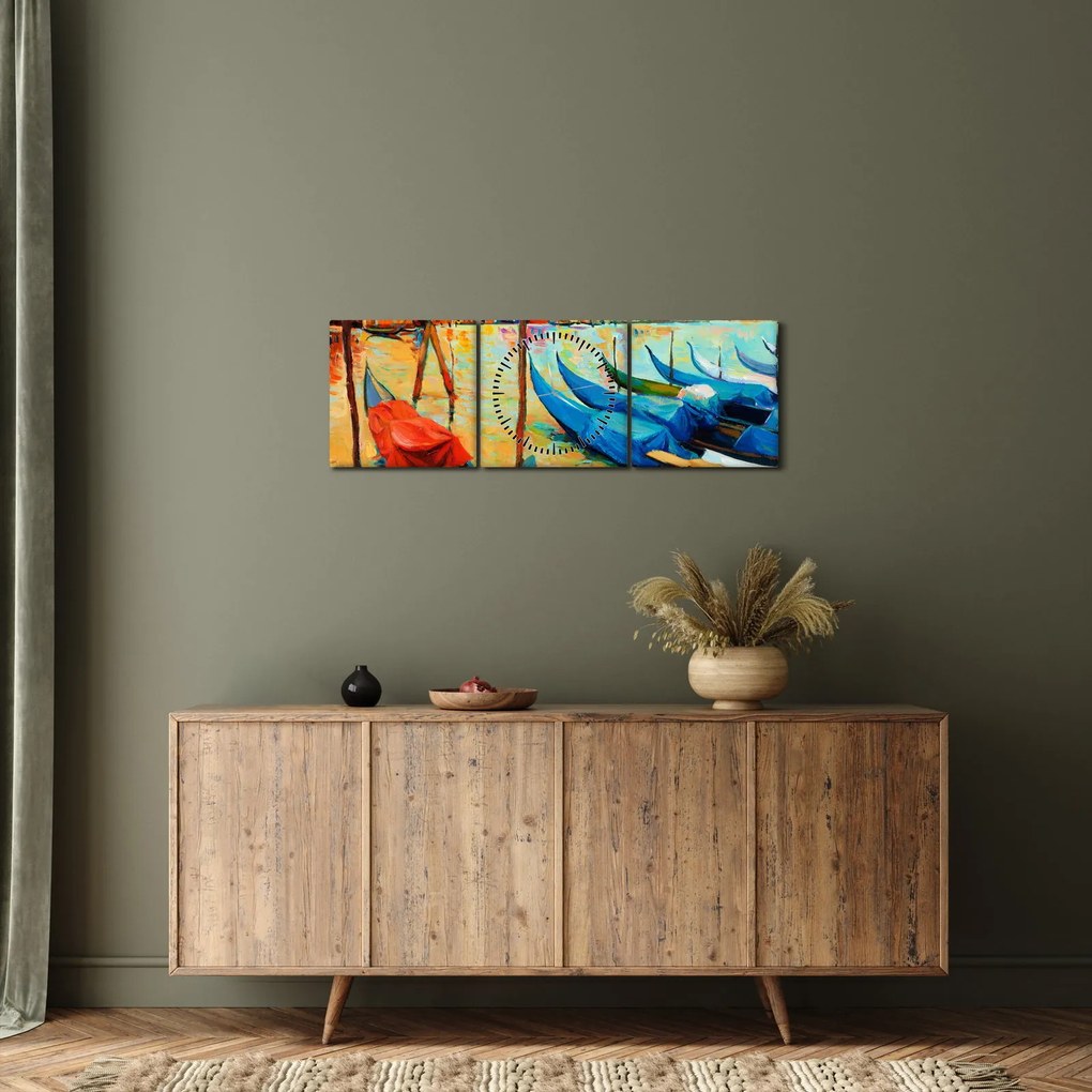 Tablou - Port în Veneția (cu ceas) (90x30 cm)