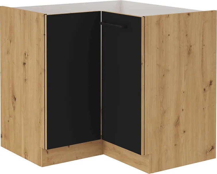 Dulap colţ inferior, negru mat / stejar artizan, MONRO 90/90 DN 1F BB