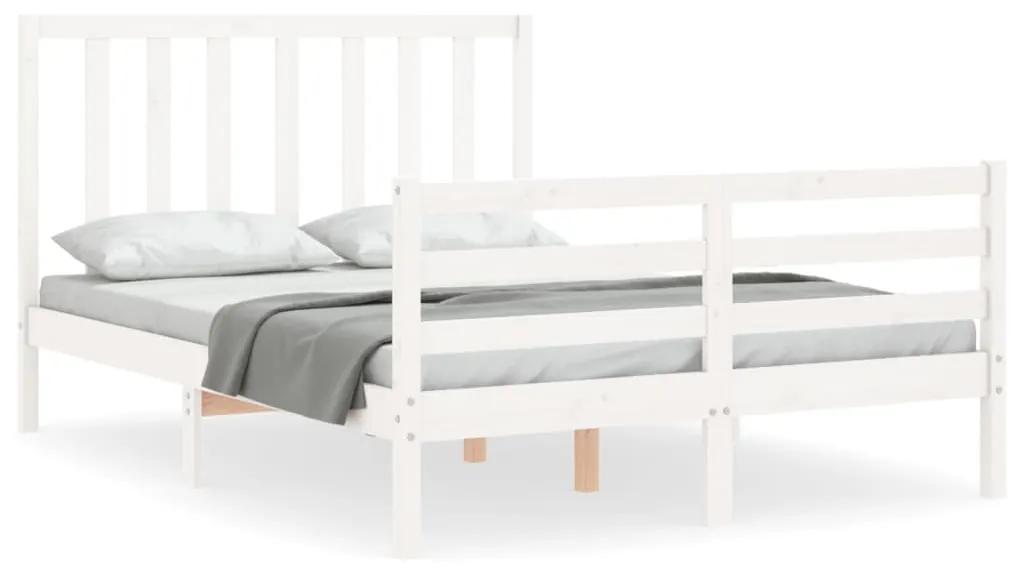 3193762 vidaXL Cadru de pat cu tăblie dublu mic, lemn masiv