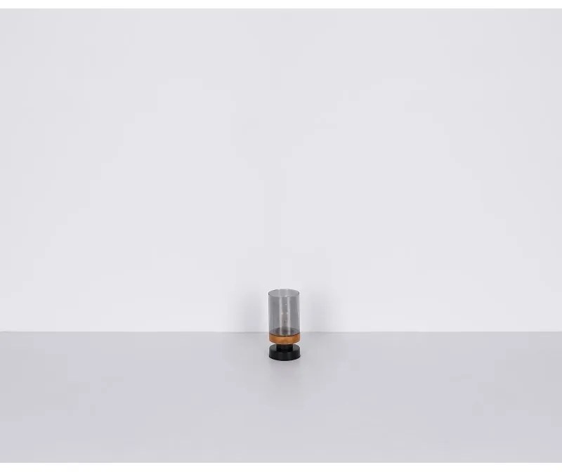 Veioza, lampa de podea design modern FINCA negru mat, maro inchis