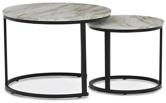 Set de măsuțe de conferință, marmură albă, 2 buc.