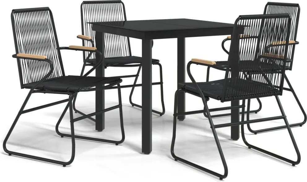 vidaXL Set mobilier de grădină, 5 piese, negru, ratan PVC