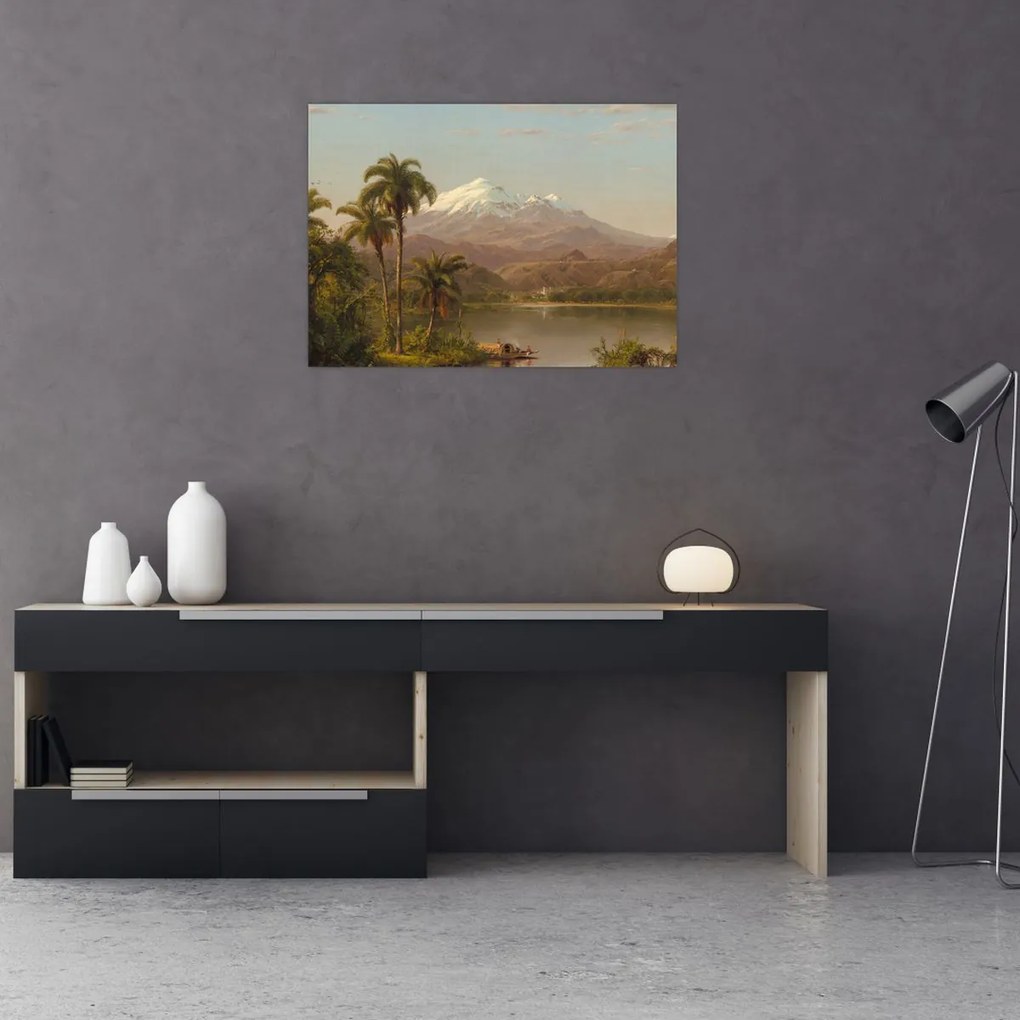 Tablou pe sticlă - Frederic Edwin Church, Tamaca Palms, reproducere (70x50 cm)