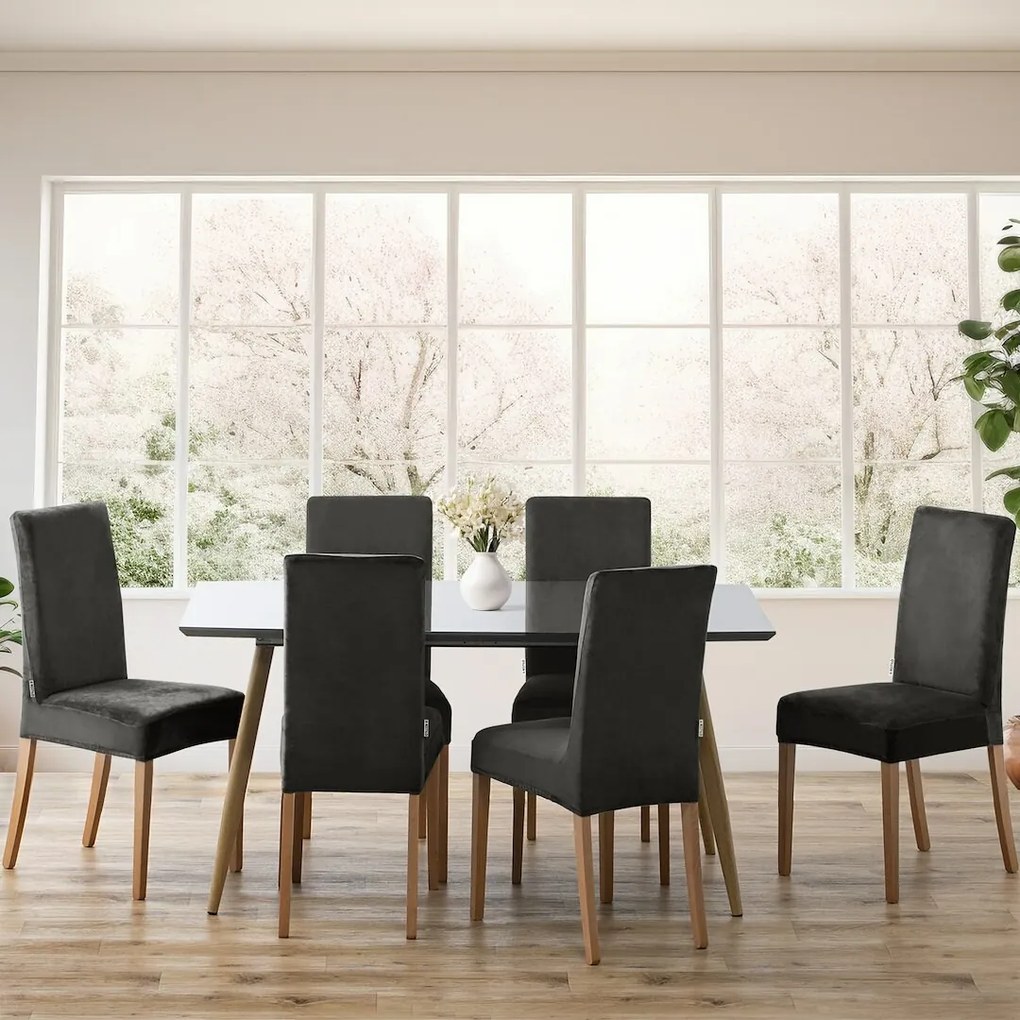 Restilo Husă pentru scaun Sento gri închis, 48 x48 x 58 + 10 cm, set de 4 bucăți