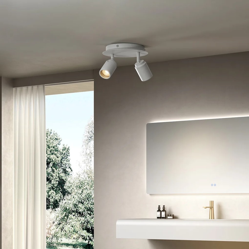 Spot de baie modern alb cu 2 lumini IP44 - Ducha