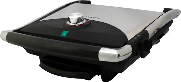 Grill toaster Albatros, 2000 W, control termostat, maner termorezistent, Negru/Argintiu