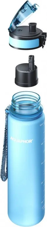 Sticla cu filtru pentru apa Aquaphor City 160046, 500 ml, Tritan, Carbune activ, Aqualen, Capac cu inchidere, Albastru glaciar